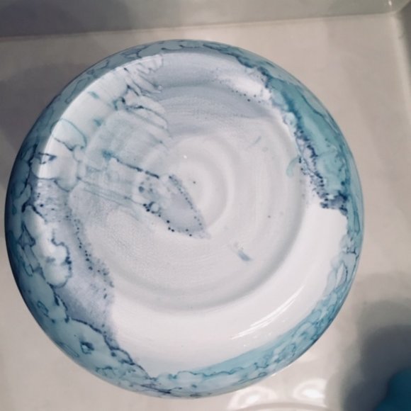 Mid Century Modern-Look Vase - Sleek Splatter/Speckled Turquoise Teal, Blue - Picture 6 of 6